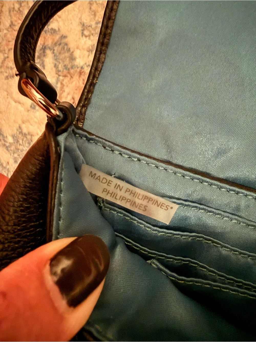 Black leather coach wristlet